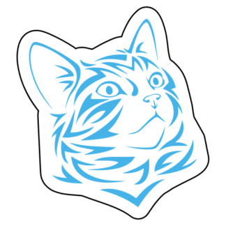 Tribal Cat Sticker (Baby Blue)